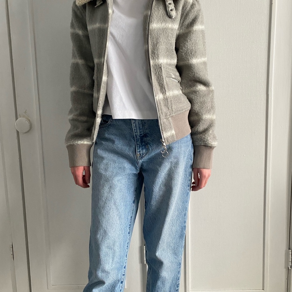 Jonathan Simkhai Wool Shearling Collar Jacket - image 4